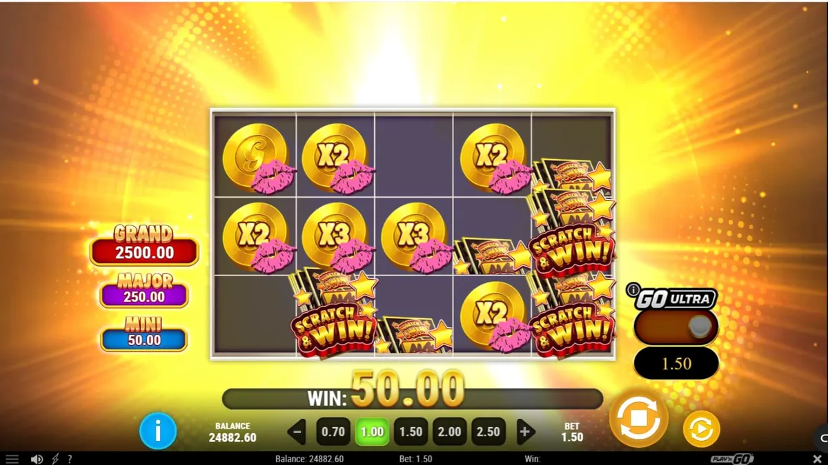 Tampilan visual slot Granny’s Wild dengan latar belakang neon Vegas yang cerah dan karakter nenek yang ikonik.