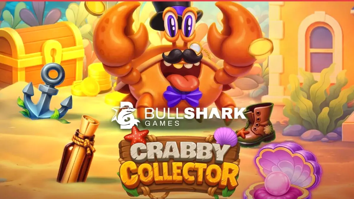 Pemandangan bawah laut yang penuh warna dalam slot Crabby Collector dengan kepiting berpenampilan necis.