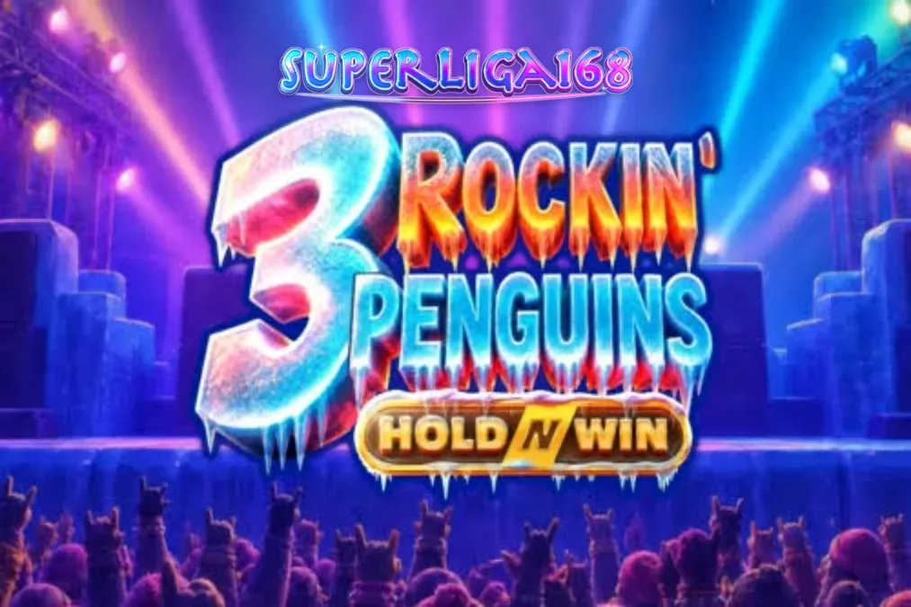 Tampilan visual slot 3 Rockin’ Penguins dengan karakter penguin punk-rock